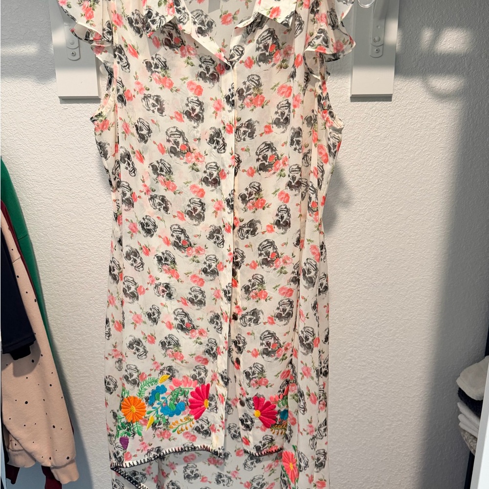 Ivy Jane Asymmetrical Floral Dress with Ruffle Sleeves